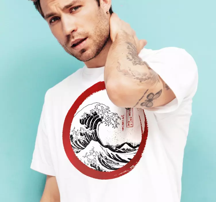 Veliki val majice po meri kanagawa - TenStickers