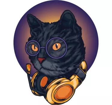 Mačka s slušalkami majica - TenStickers