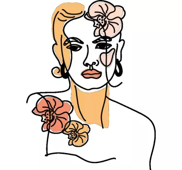 Minimalistična majica obraza z orhidejami - TenStickers