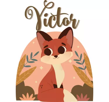 Srčkana lisica za fantka z imenom otroška majica - TenStickers