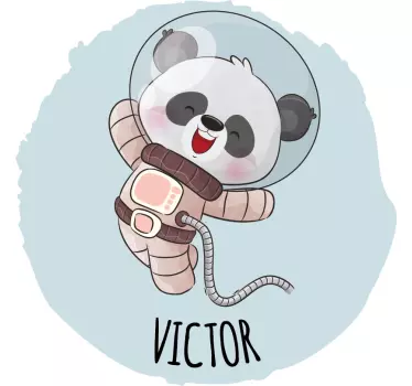 Srčkana panda za fantka z imenom otroška majica - TenStickers