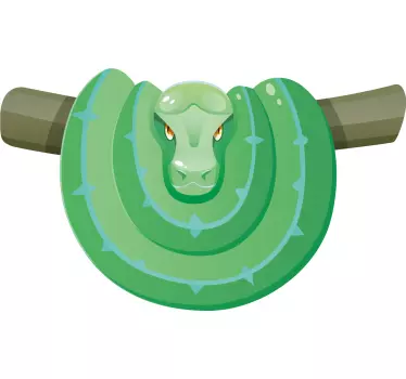 Zelena boa kača na drevesni majici - TenStickers