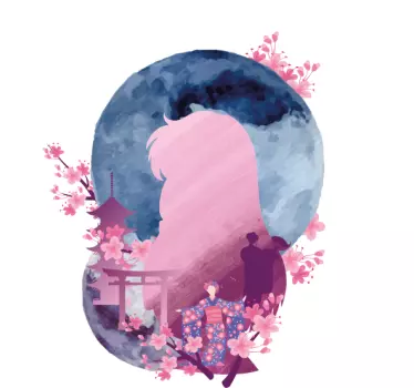 Moonlit cherry blossom silhouette majica - TenStickers
