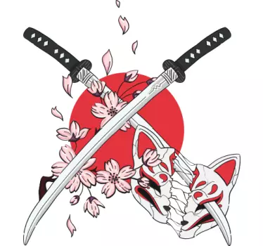 Majica japonski meči z rožami - TenStickers