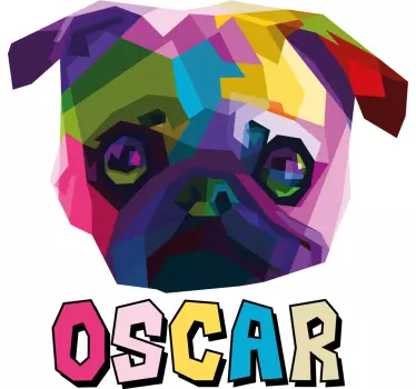 Colorful pug portrait majica - TenStickers
