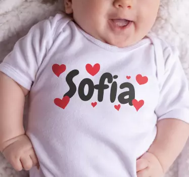 Ime s srčki personalizirana majica - TenStickers