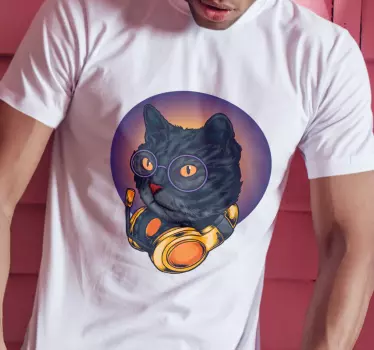 Mačka s slušalkami majica - TenStickers