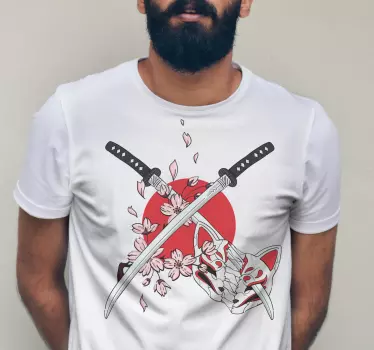 Majica japonski meči z rožami - TenStickers
