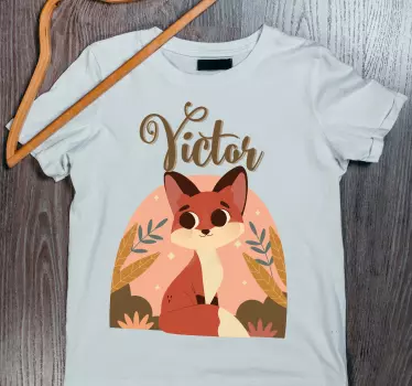Srčkana lisica za fantka z imenom otroška majica - TenStickers