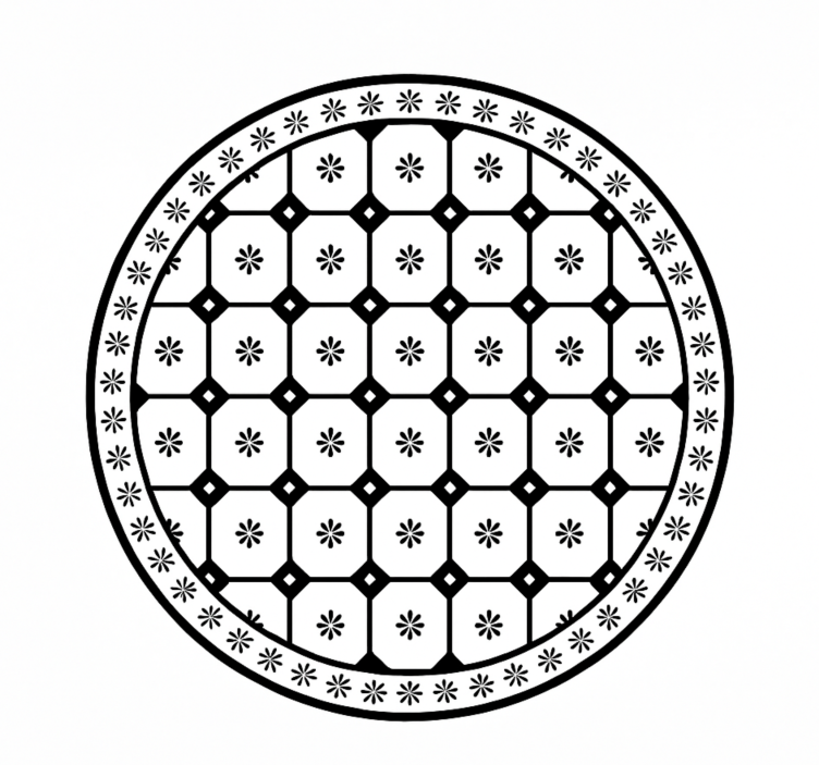 črno-bel vzorec ploščic Vinilna preproga za jedilnico - TenStickers