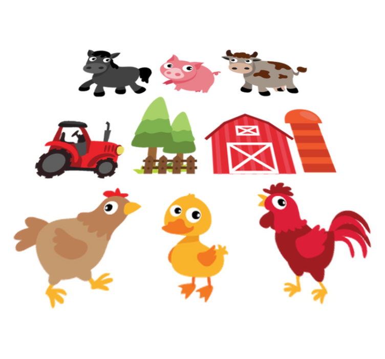 Tepih z živalskim potiskom barvita kmetija - TenStickers