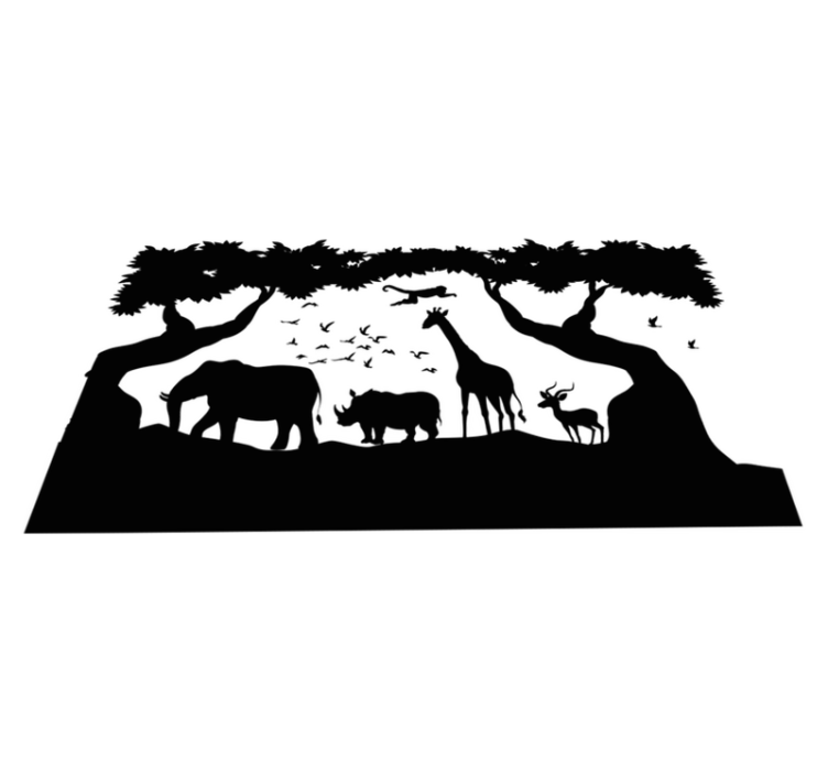 Tepih z živalskim potiskom Črno-bela savana - TenStickers
