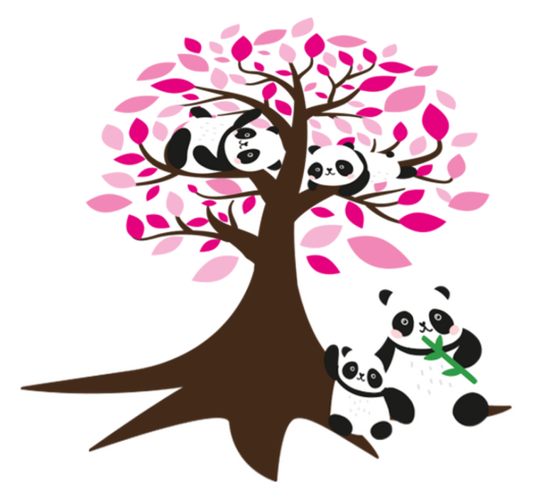 Tepih z živalskim potiskom drevo s pandami - TenStickers