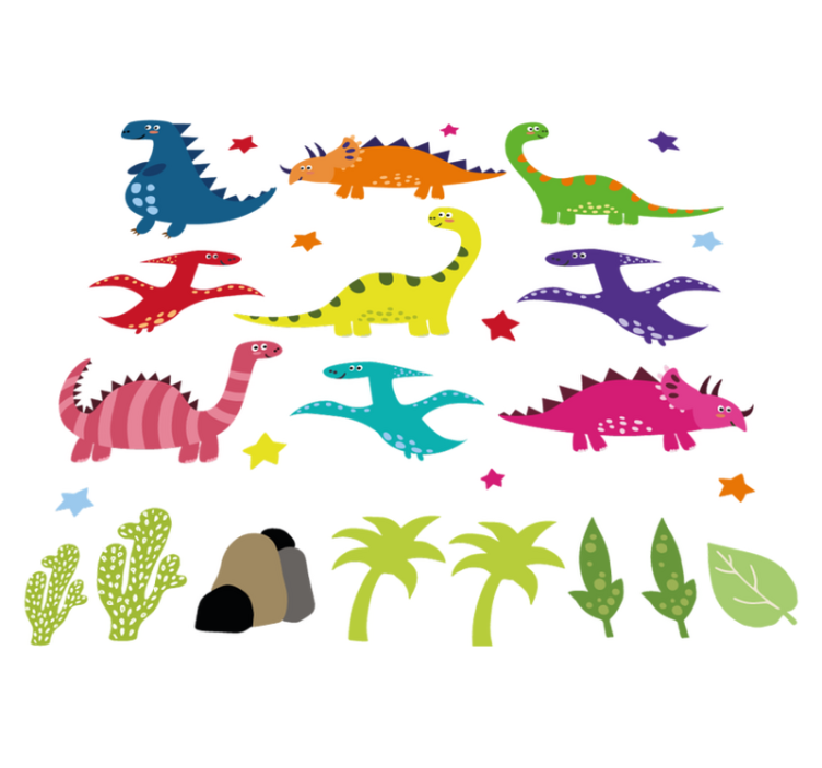 Tepih z živalskim potiskom nordijski dinozavri v barvah - TenStickers