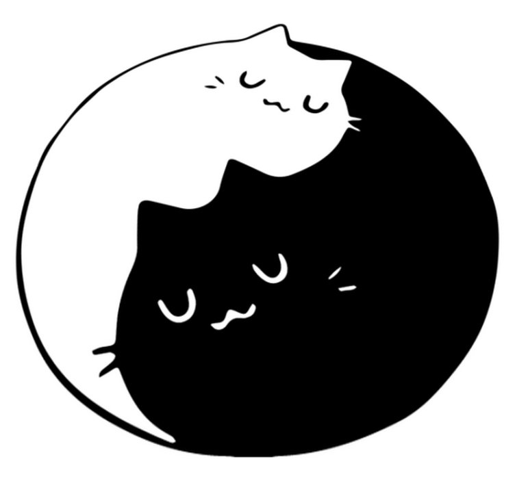 Tepih z živalskim potiskom mačke yin yang - TenStickers