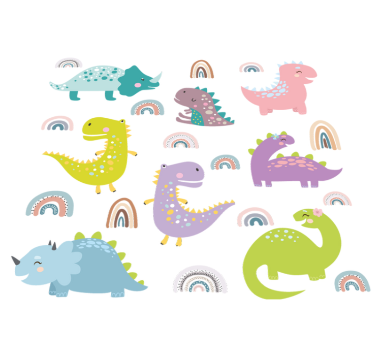Tepih z živalskim potiskom nordijski dinozavri z mavricami - TenStickers