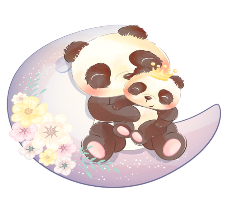 Tepih z živalskim potiskom dva panda na luni - TenStickers