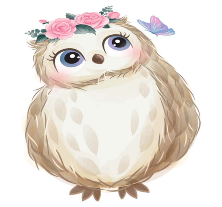 Tepih z živalskim potiskom sova in cvetlice - TenStickers