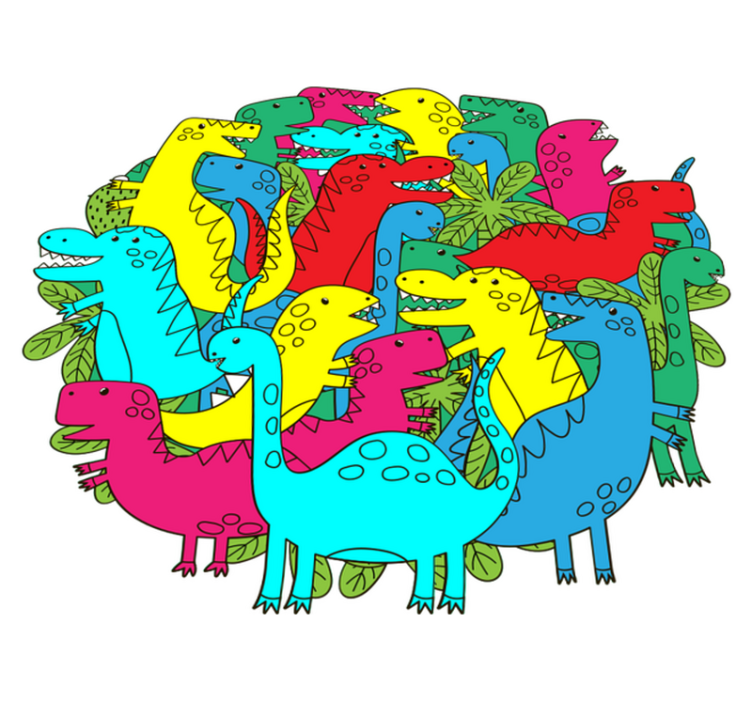 Tepih z živalskim potiskom okrogel pisan dinozaver za otroke - TenStickers