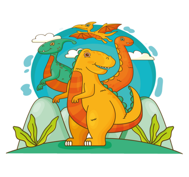 Tepih z živalskim potiskom dinosavčki v džungli - TenStickers