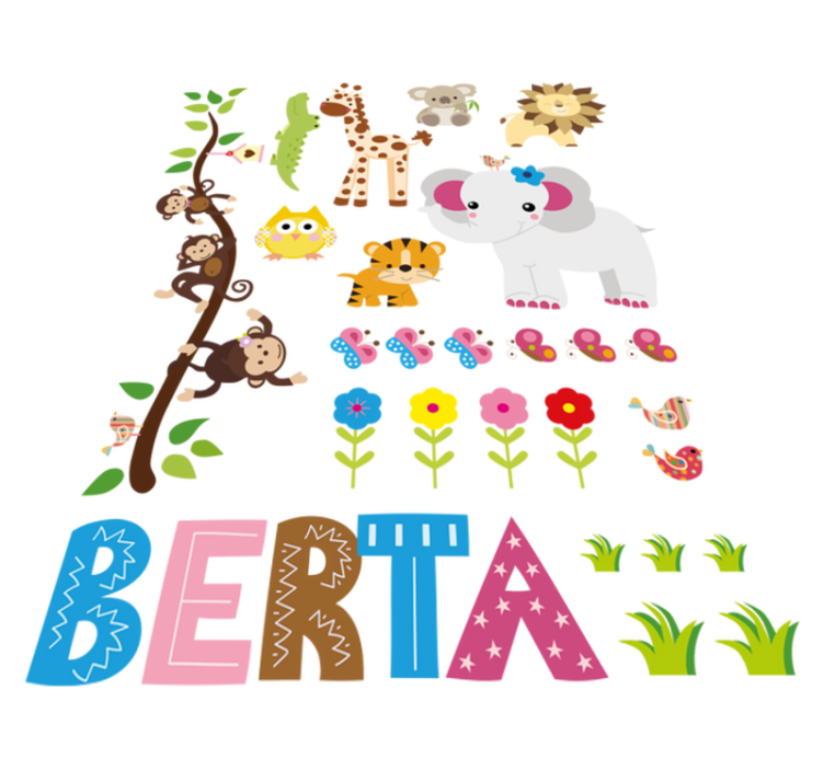 Tepih z živalskim potiskom džungelsko drevo z imenom - TenStickers