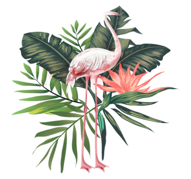 Tepih z živalskim potiskom akvarelni flamingo in listi - TenStickers