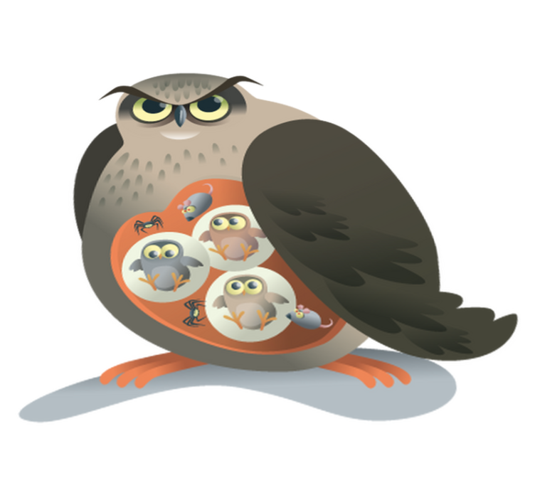 Tepih z živalskim potiskom mati sova - TenStickers