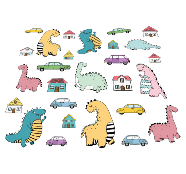 Tepih z živalskim potiskom nordijski dinozavri v mestu - TenStickers