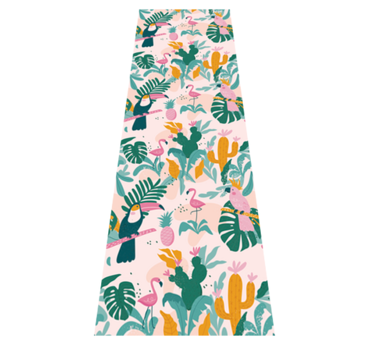 Tepih z živalskim potiskom zelene ptice na roza ozadju - TenStickers