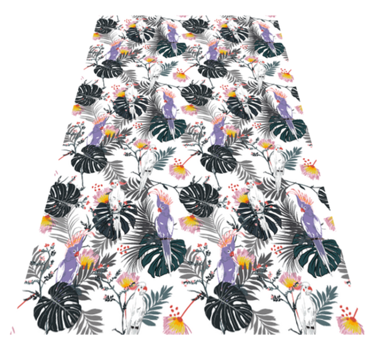 Tepih z živalskim potiskom rdečih in vijoličnih papig - TenStickers