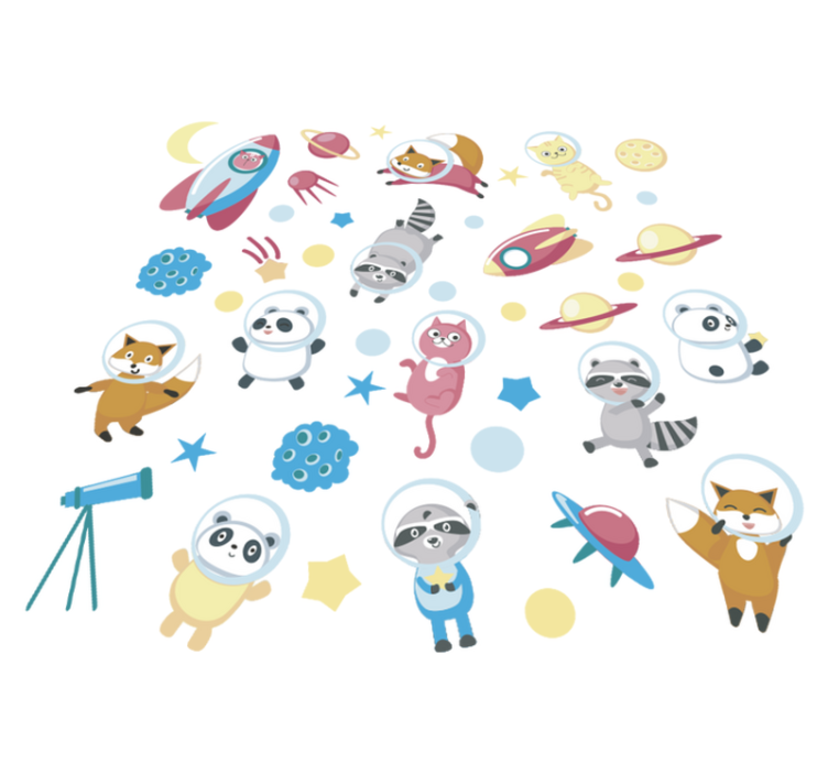 Tepih z živalskim potiskom ljubki astronavti - TenStickers