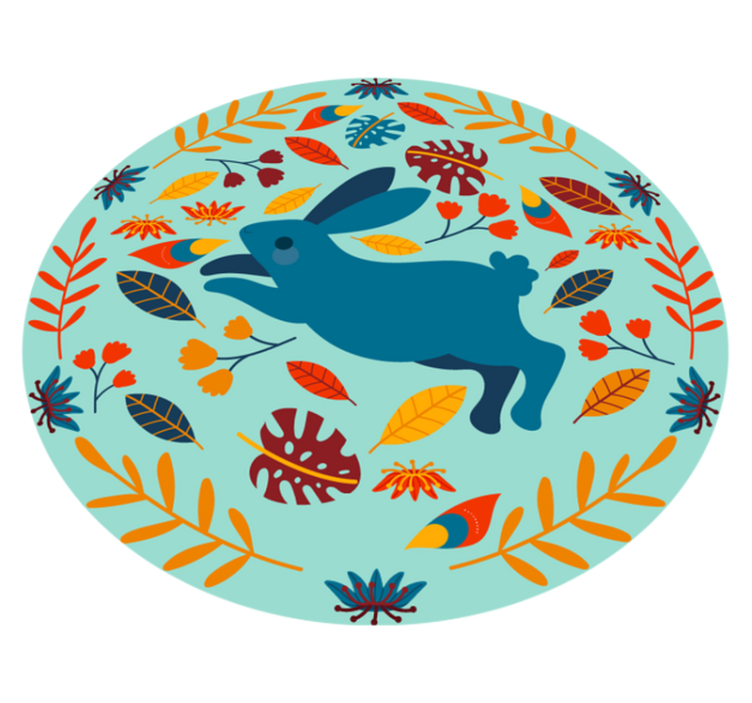 Tepih z živalskim potiskom ilustracija igrivega zajca - TenStickers