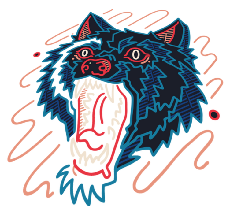 Tepih z živalskim potiskom sliko ululjenega volka - TenStickers