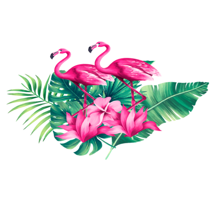 Tepih z živalskim potiskom flamingosi in listje - TenStickers
