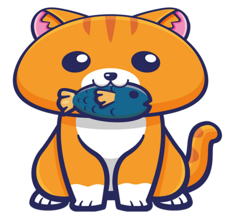 Tepih z živalskim potiskom cute mačka z ribo - TenStickers