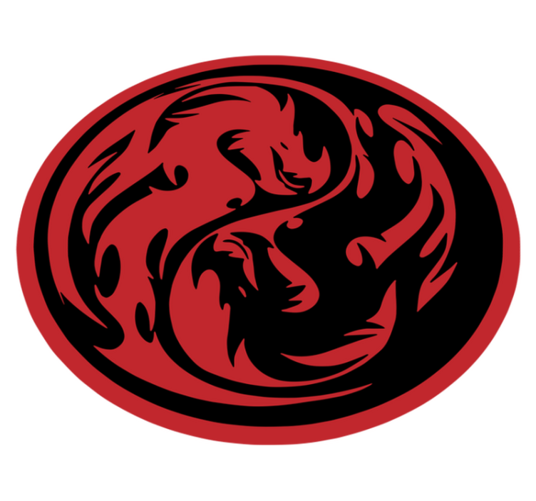 Tepih z živalskim potiskom zmaja yin yang - TenStickers