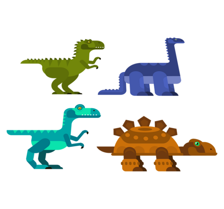 Tepih z živalskim potiskom barvni premikajoči dinozavri - TenStickers