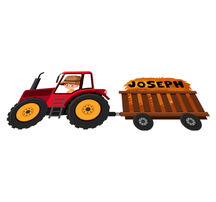 Tepih z živalskim potiskom traktor s senom - TenStickers