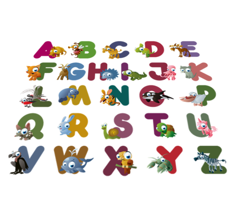 Tepih z živalskim potiskom Živalska abeceda - TenStickers