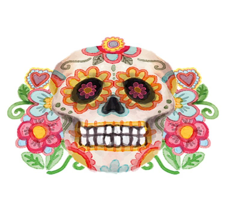 Vinilna preproga za noč čarovnic cvetlična lobanja - TenStickers