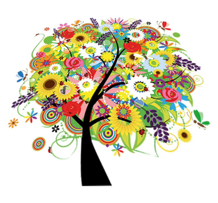 Cvetlična vinilna preproga poletno drevo - TenStickers