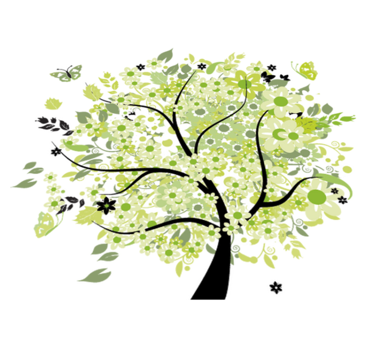 Cvetlična vinilna preproga zeleni pomladni drevesi - TenStickers