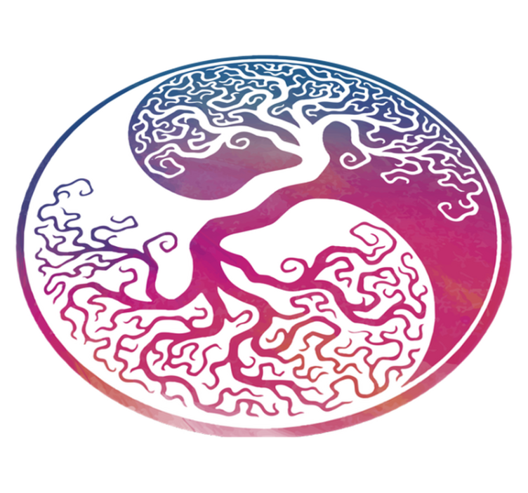 Cvetlična vinilna preproga drevo življenja yin yang - TenStickers