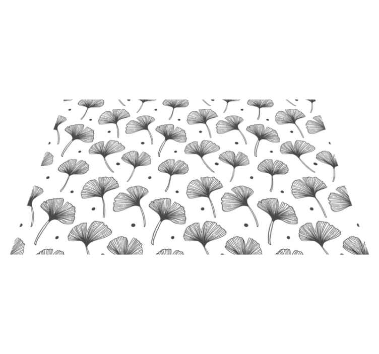 Cvetlična vinilna preproga listi gingka na belem - TenStickers