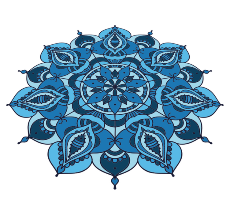 Cvetlična vinilna preproga modra mandala lotus - TenStickers
