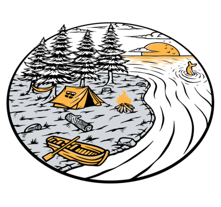 Naravne vinilne preproga s rumenim motivom avtodoma - TenStickers