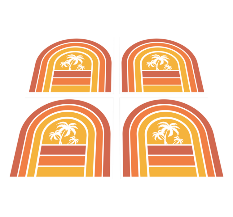 Naravne vinilne preproge retro sončni zahod in palme - TenStickers