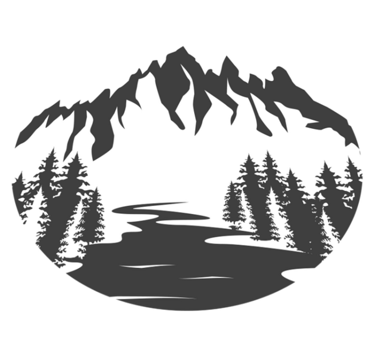 Naravne vinilne preproge silhueta gorskega pokrajina - TenStickers