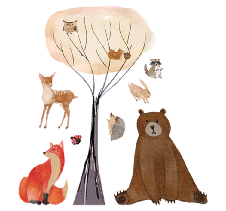 Otroške vinilna preproga gozdne živali in drevesa - TenStickers