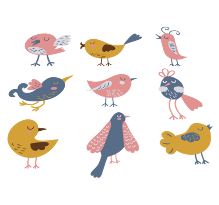 Otroške vinilna preproga devet ptic - TenStickers